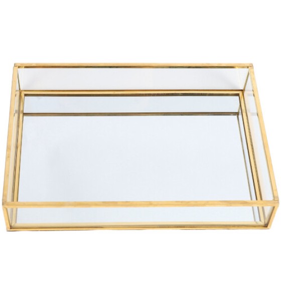 Two Nordic vintage gold-plated jewelry display trays and home storage trays